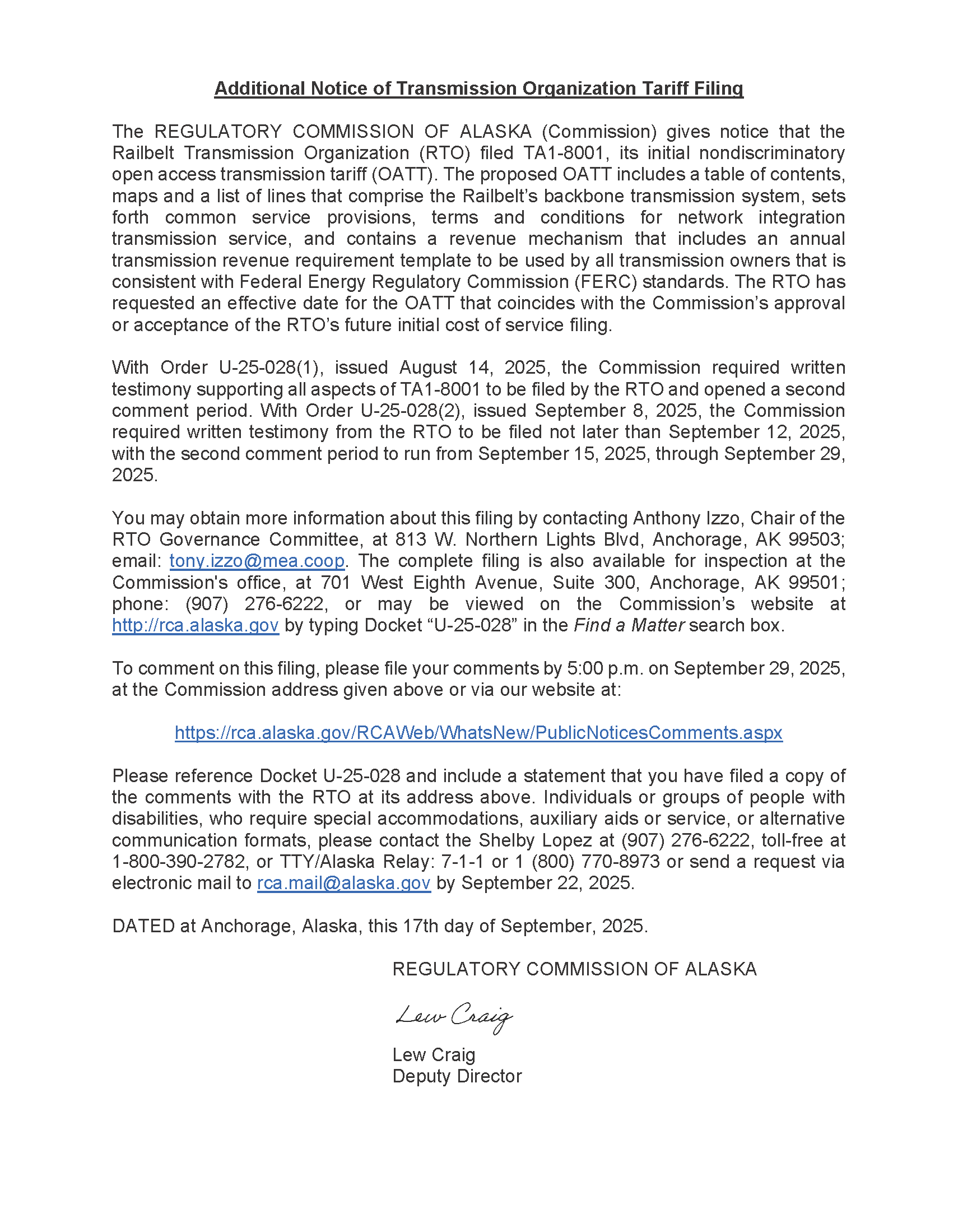 2025-09-17_RTO_Additional_Notice_of_TO_Tariff_Filing